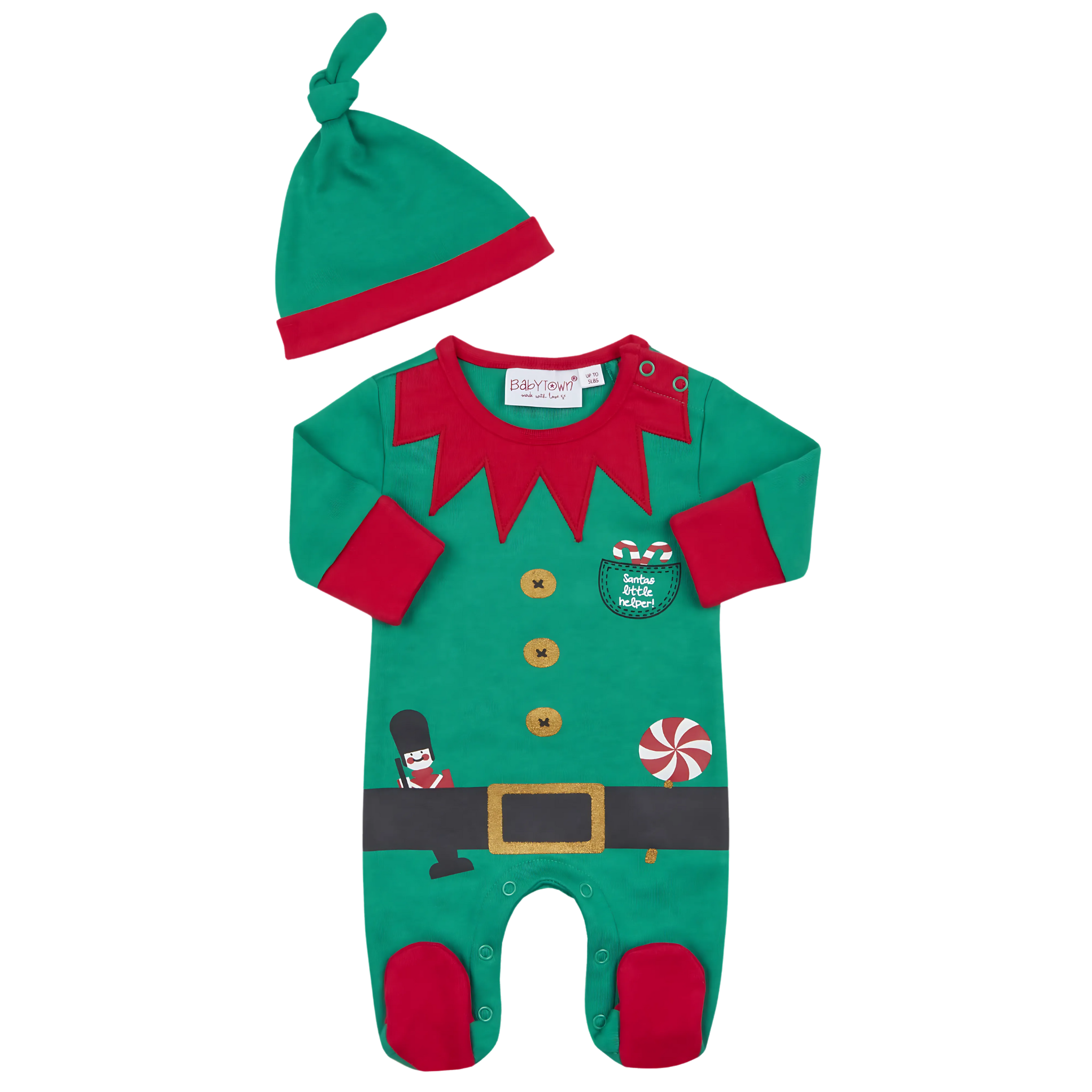 Elf Babygrow Hat Set