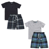 Grey T-Shirt & Check Short Lounge Set