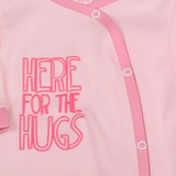 'Here For The Hugs' Pink Babygrow