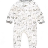 Grey Bear Print Zipped Babygrow