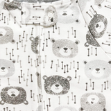 Grey Bear Print Zipped Babygrow