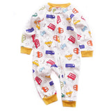 Cars & Buses Print Zipped Footless Babygrow