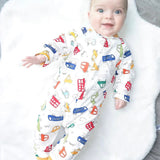 Cars & Buses Print Zipped Footless Babygrow